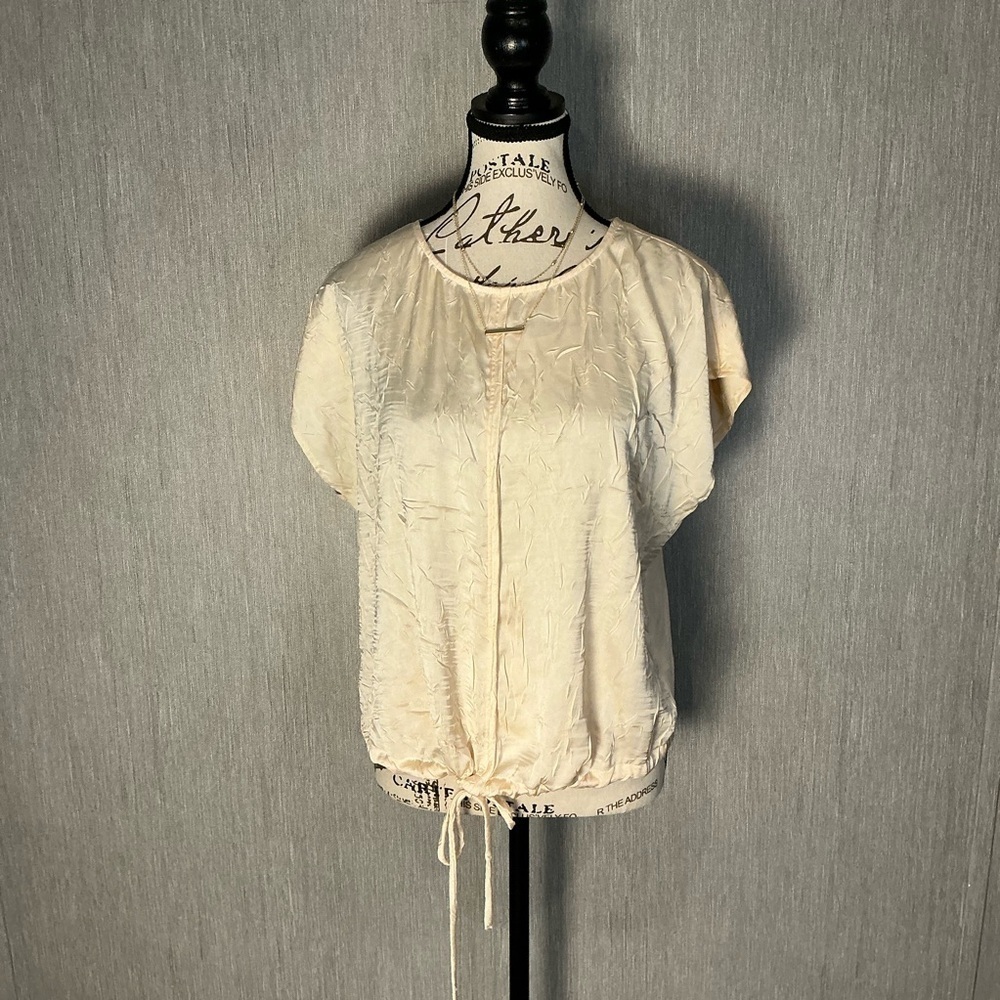 Worthington Cream Blouse with Drawstring Size Medium